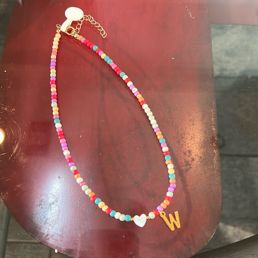 Beaded initial necklace